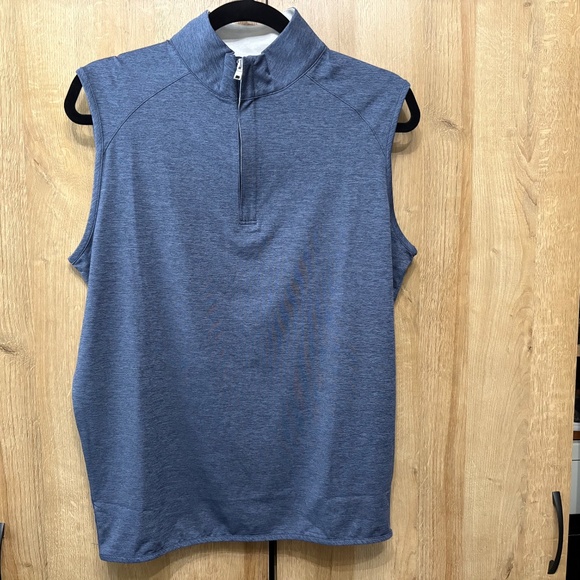 NWT Peter Millar Crown Navy Crafted Stealth Performance 1/4 Zip Blue Vest Small - Picture 7 of 11